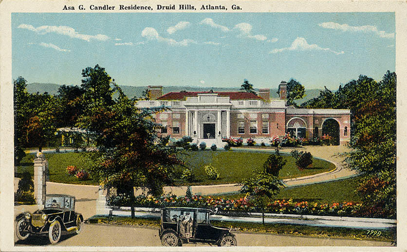 Postcard showing Coca-Cola founder Asa Candler's house in Druid Hills