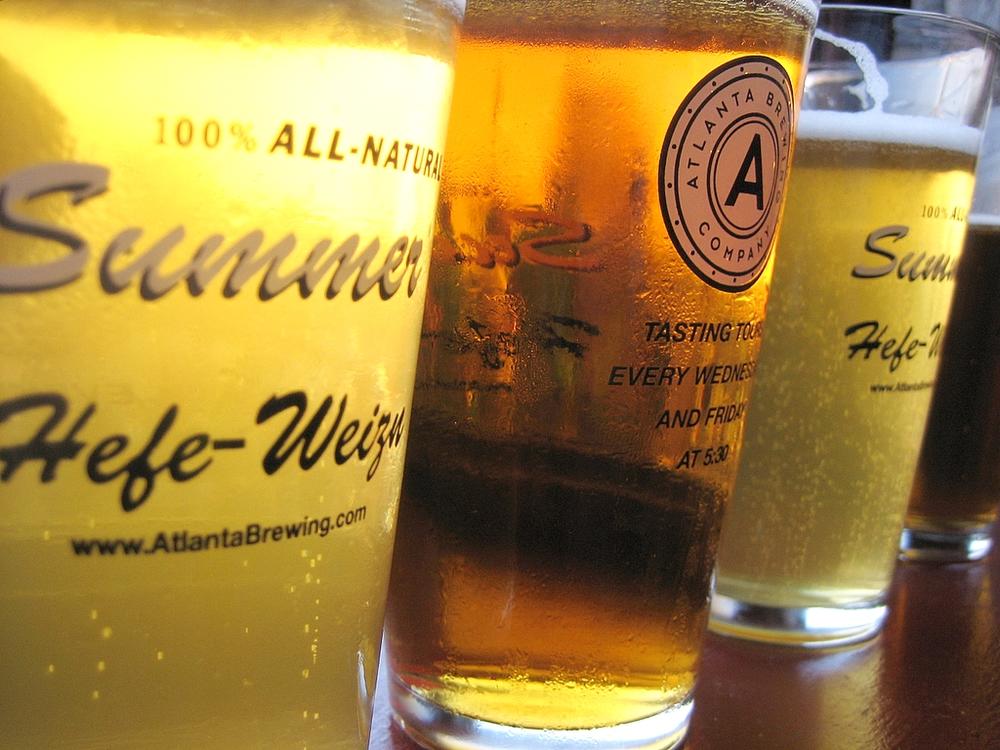 Glasses of beer at Atlanta Brewing (now Red Brick)