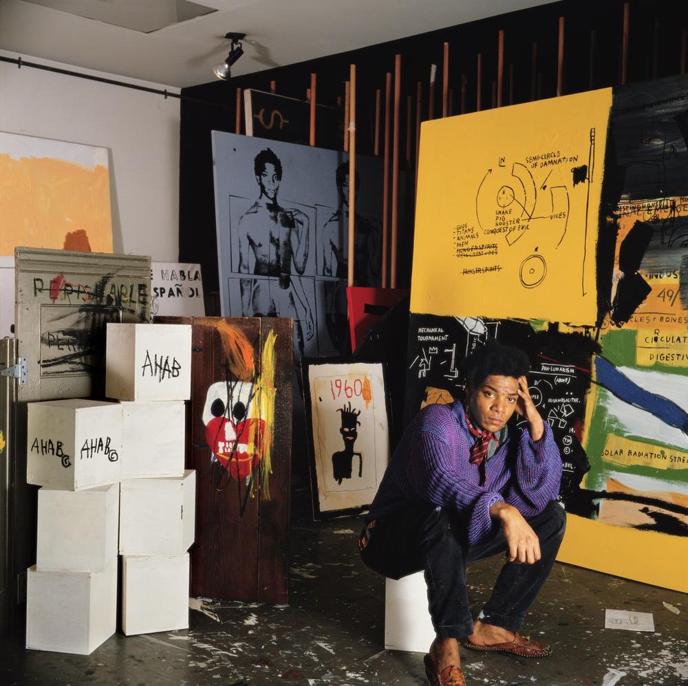 Jean-Michel Basquiat in his Great Jones Street studio, New York, 1987.