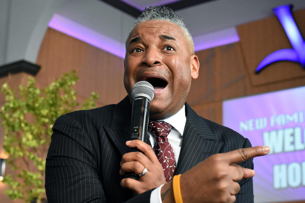 Bishop O.C. Allen preaches during a Sunday morning service at the Vision Cathedral, a predominantly-black Pentecostal church located on the corner of Confederate Avenue and Ormewood Avenue in Atlanta.