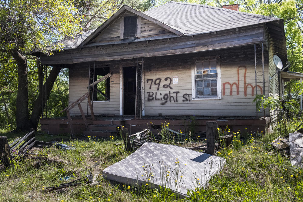 A blighted home that was set on fire recently on Patterson Street in Macon.