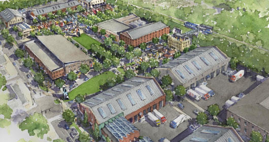 Aerial rendering of the planned development at 352 University Avenue in Pittsburgh