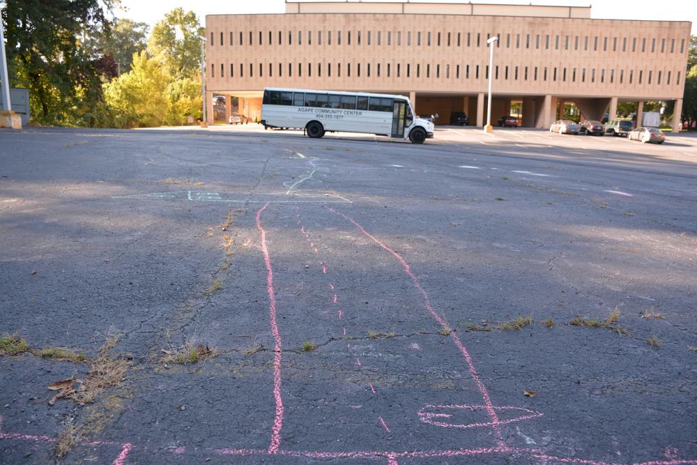 Chalk art outside Agape's Bolton Road center.