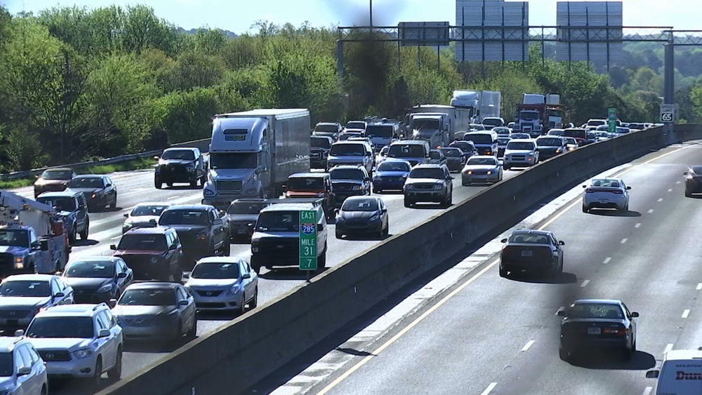 Traffic on an interstate.