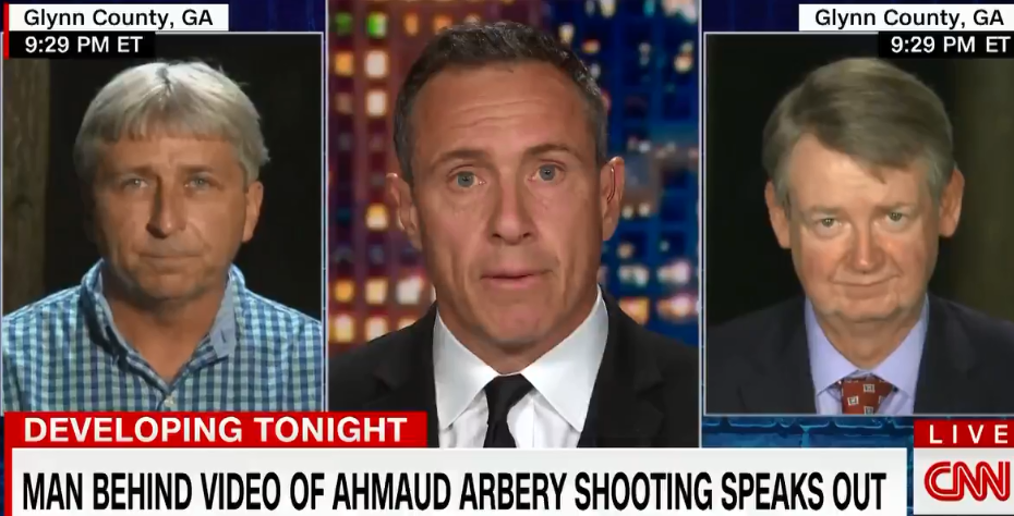 CNN's Chris Cuomo (center) interviews William Bryan (left) and his lawyer, Kevin Gough.