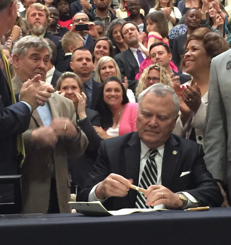 Gov. Nathan Deal signs HB1, the cannabis oil bill, on April 16, 2015. It decriminalized possession of the oil for treatment of eight chronic illnesses, inlcuding Crohn's, Parkinson's, cancer, sickle cell disease, and multiple sclerosis.