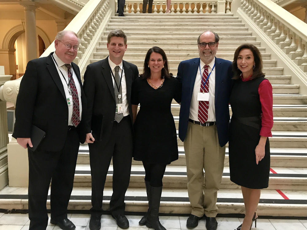 From left to right: Jim Galloway, Greg Bluestein, Jackie Cushman, Bill Nigut, and Teresa Tomlinson.