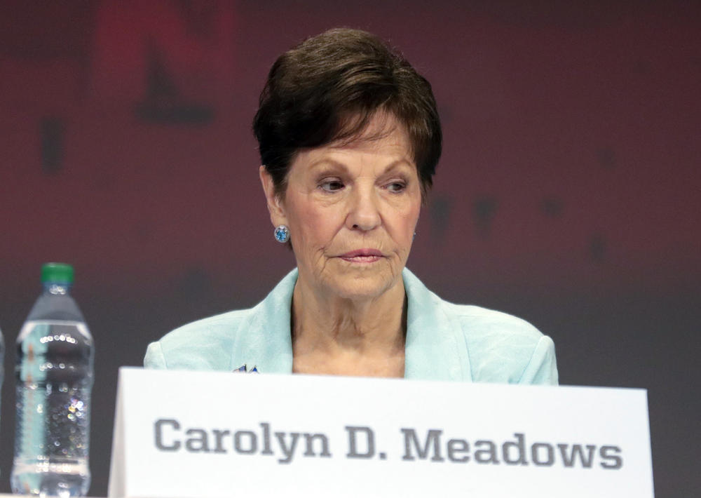 Carolyn Meadows at the National Rifle Association's annual meeting of members in Indianapolis. Meadows was elected president of the NRA during a board meeting Monday, April 29, 2019. 
