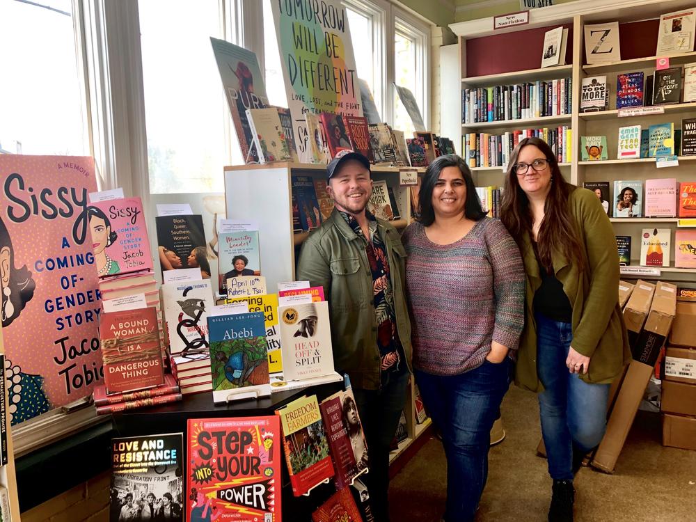 E.R. Anderson is the executive director of Charis Circle, the nonprofit associated with Atlanta feminist bookstore Charis Books. Anderson is pictured with colleagues Sara Luce Look and Angela Gabriel.