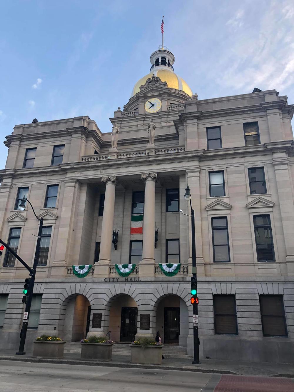 A deserted Savannah City Hall on St. Patrick's Day, typically one of the busiest days of the year. The Mayor now says bars and other businesses will need to close because of the coronavirus.