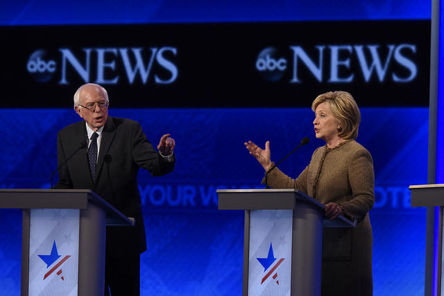 Bernie Sanders and Hillary Clinton square off in an ABC News presidential debate.