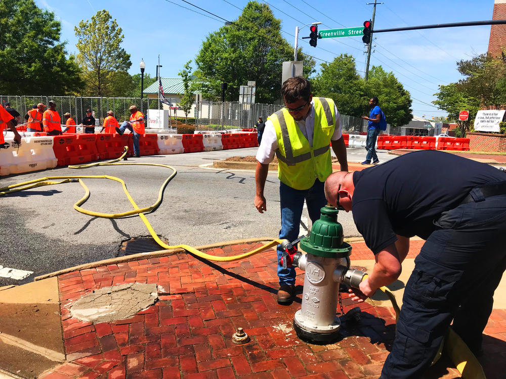 The City of Newnan rented 415 water barricades for $25,000. 