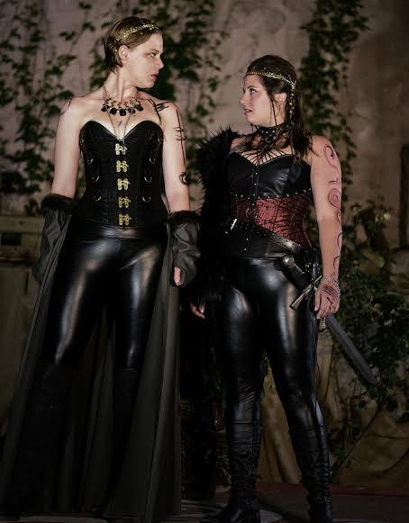 Dani Herd as Goneril, Kirstin Calvert as Regan.
