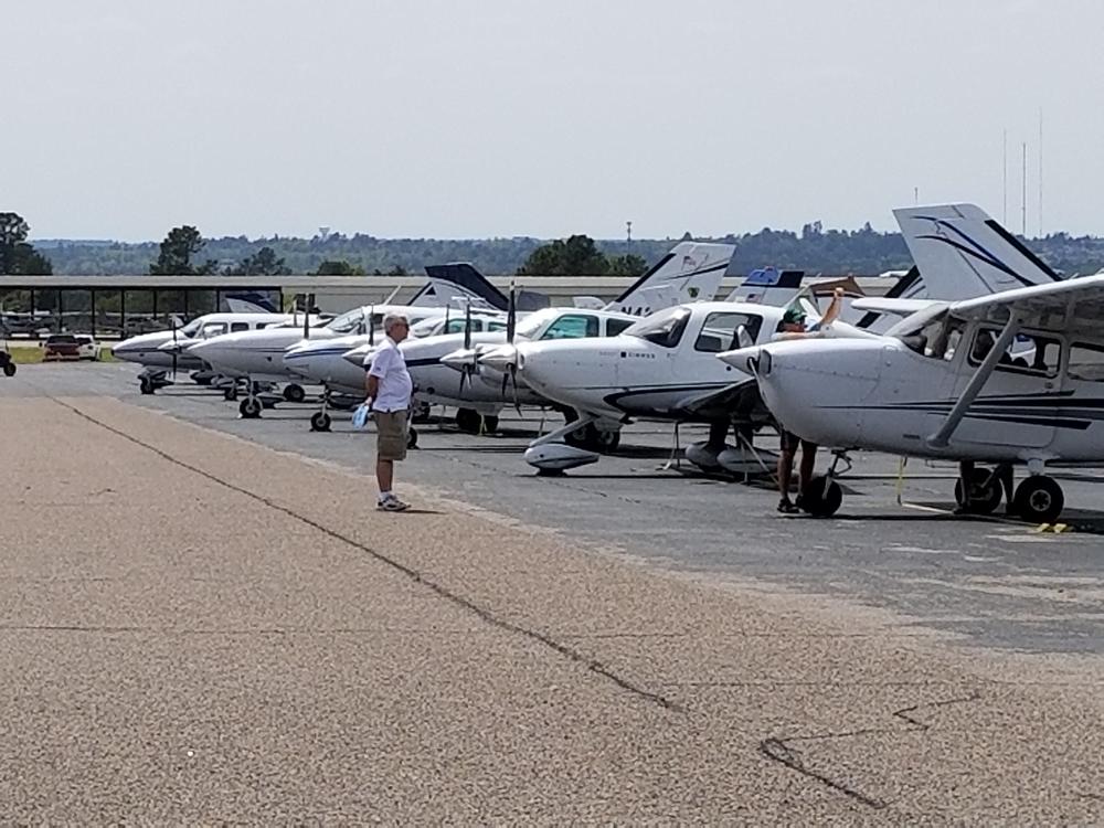 Planes lined up at Augusta's Daniel Field during the Masters 