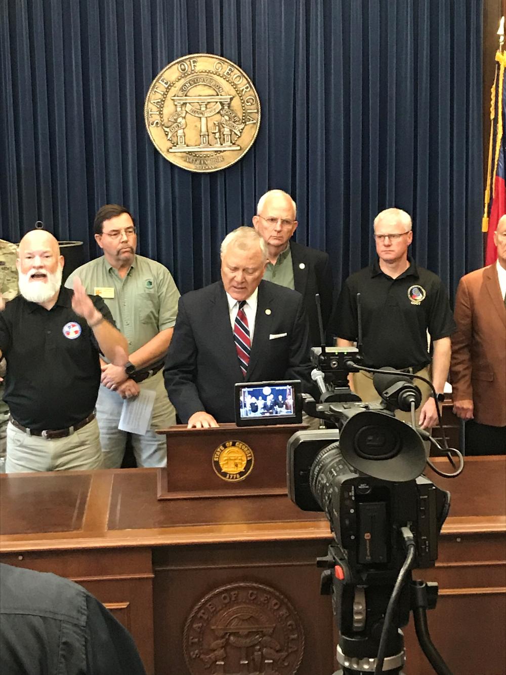 Gov. Deal speaks at the State Capitol about efforts for hurricane cleanup.