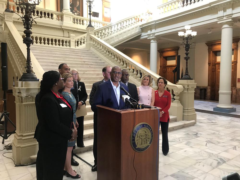 Sen. Enmanuel Jones voices his displeasure after Gov. Brian Kemp vetoes Senate Bill 53. The bill would've protected DeKalb County schools from annexation.