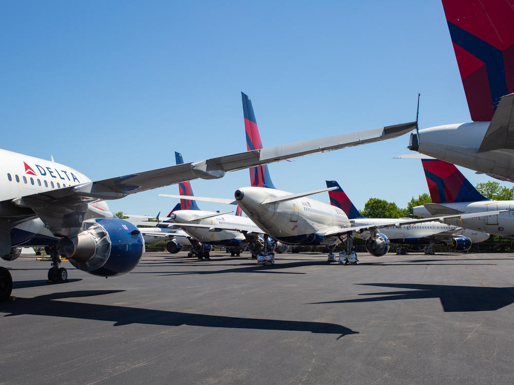 As passenger demand slumped because of the coronavirus pandemic, Delta parked dozens of unneeded jets at the Birmingham-Shuttlesworth International Airport in Alabama in May.