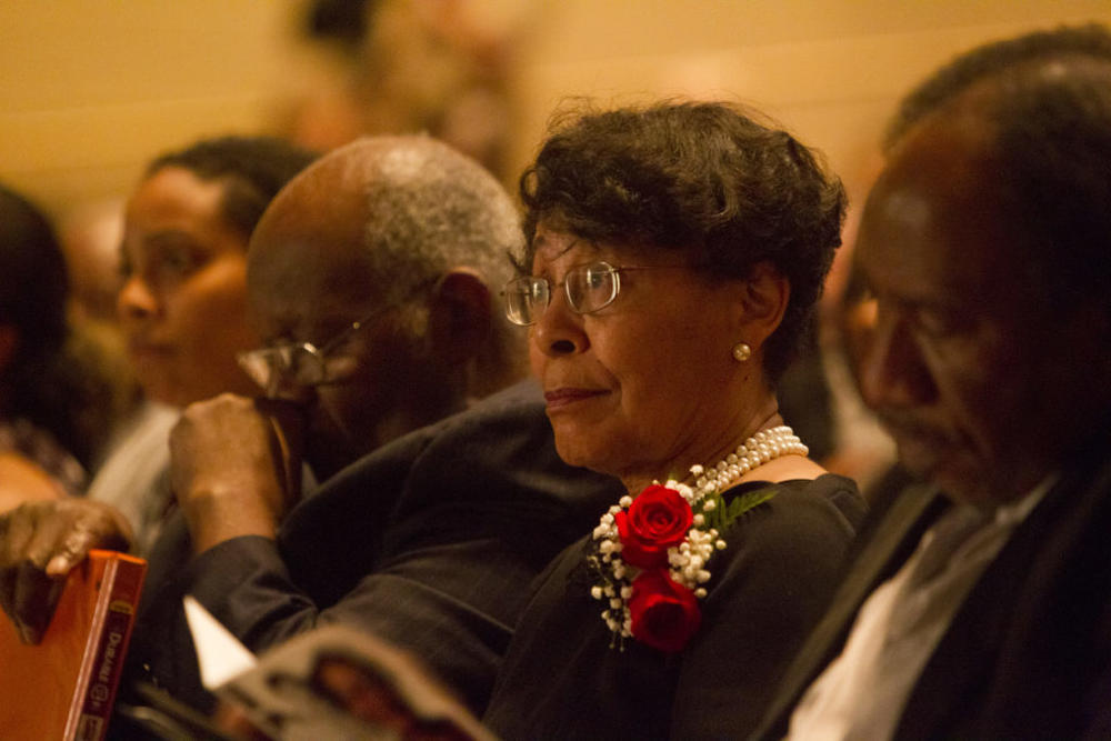 Mary Frances Early at a UGA ceremony in 2012 celebrating the 50th anniversary of her graduation as the first African American to receive a degree from the university.