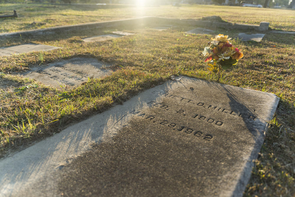 The grave of Emmet Miller, a Macon born performer whose singing style informed much of popular music even though he fell out of step with the culture at large long before his death.