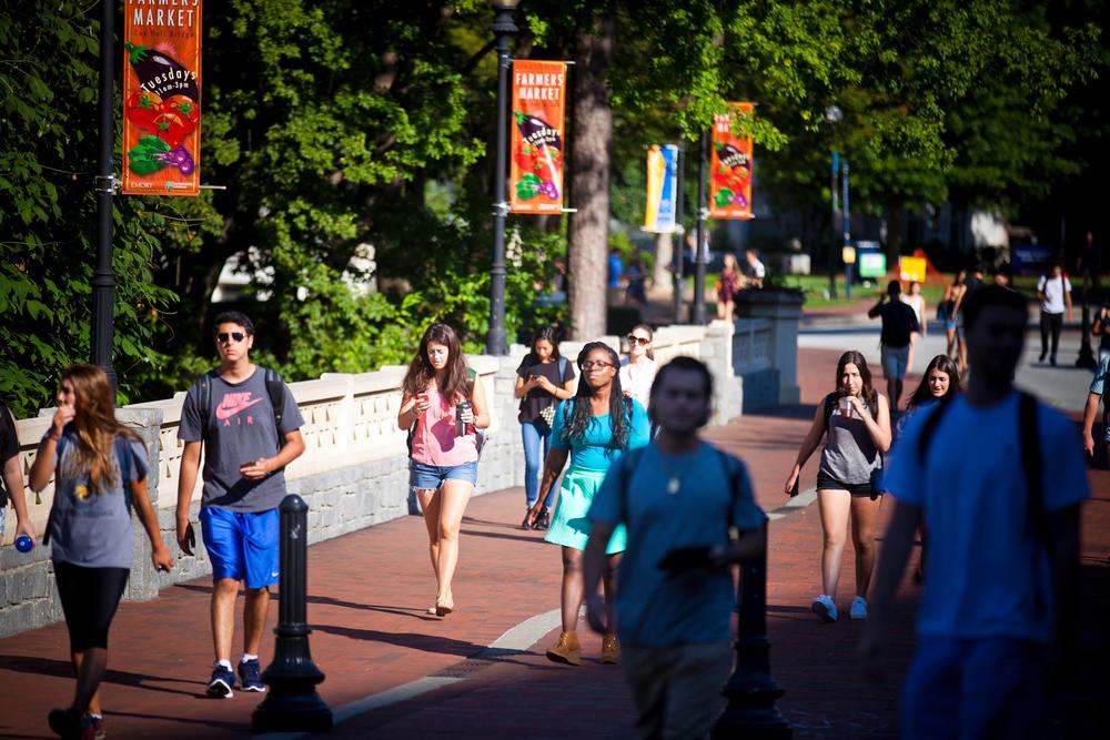 Students on the Emory University campus.