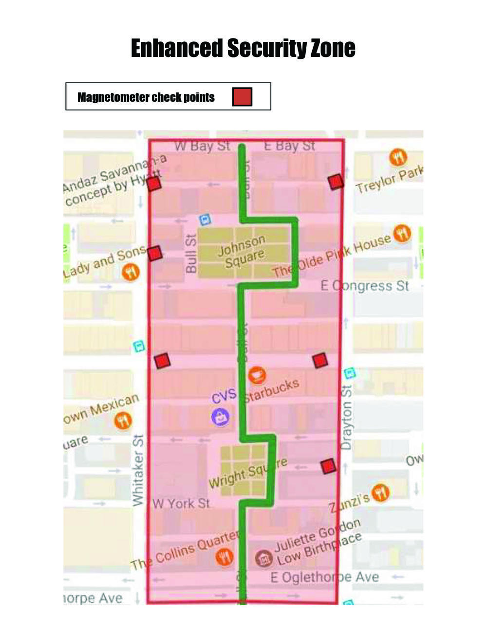 An enhanced security zone goes into effect at 12:01 a.m. Saturday ahead of Vice President Mike Pence's visit to the Savannah St. Patrick's Day parade. Security checkpoints for parade-goers will open at 7 a.m.