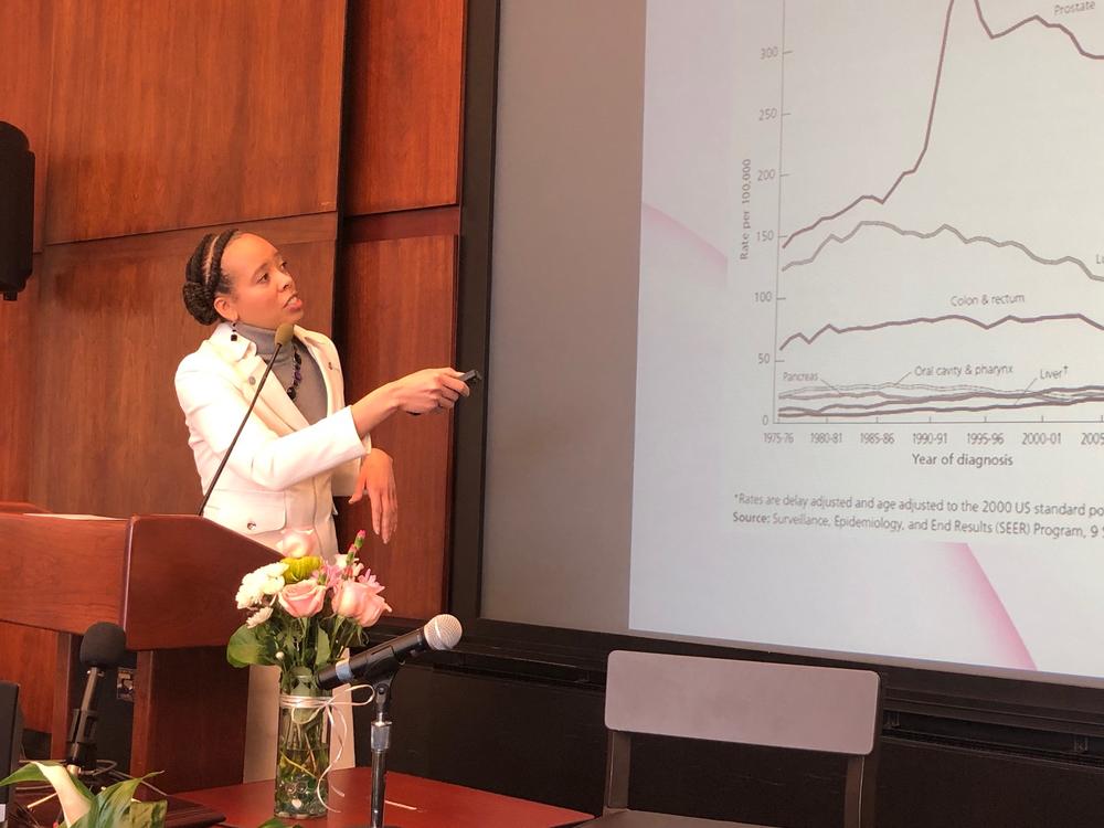 Dr. Erika T. Brown shows a racial disparity exists in Atlanta among women with breast cancer. African American women are more likely than white women to be diagnosed at a later stage of cancer.