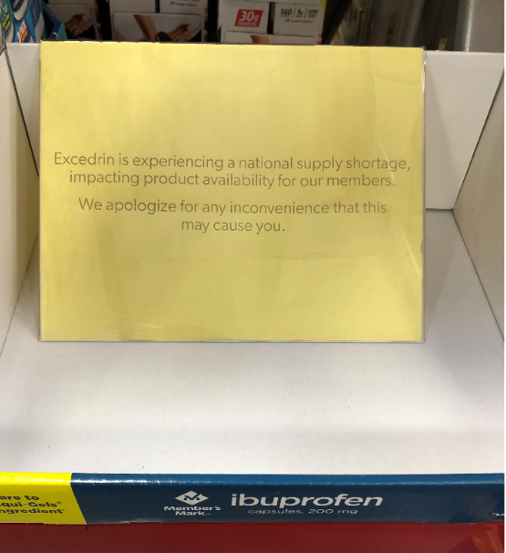 A Sam's Club in Woodstock is out of pain medicine, some cleaning products and hand sanitizer. 