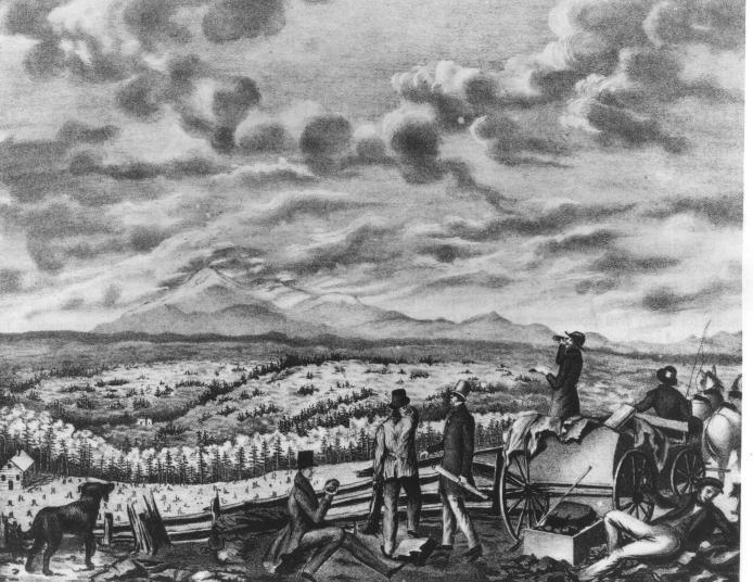 A drawing of geological surveyors around the time of the legendary finger snapping
