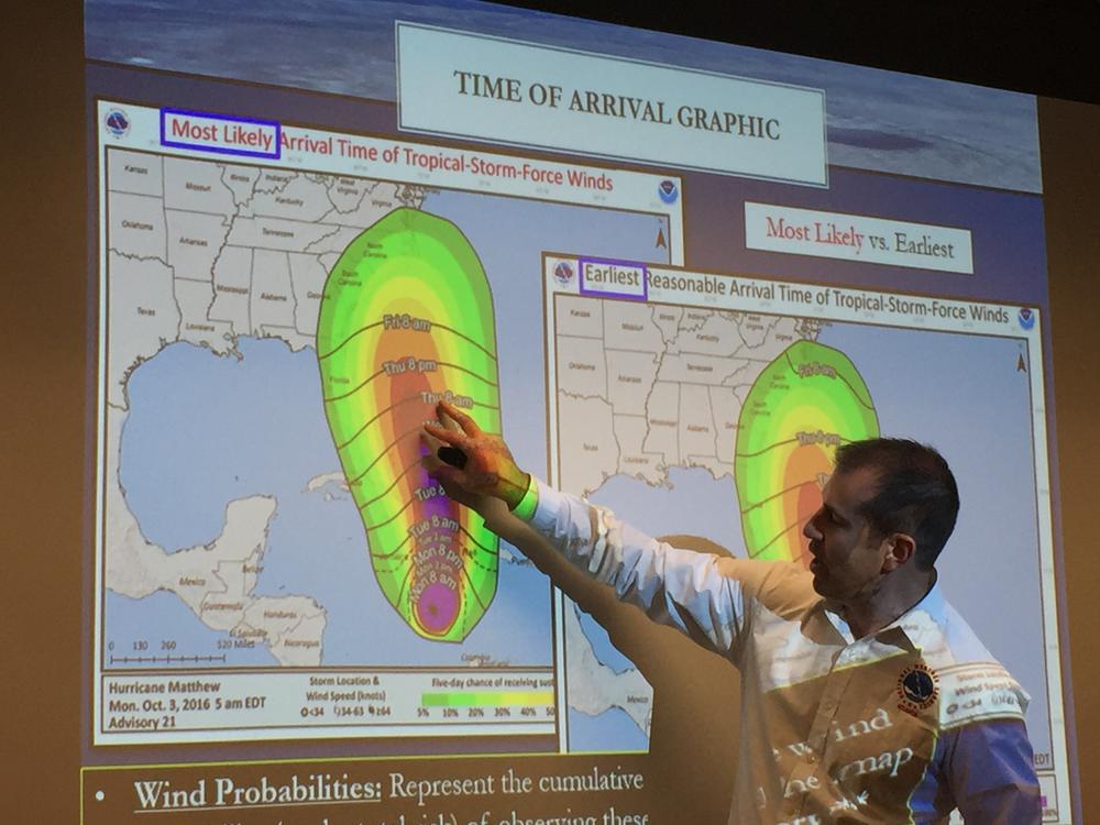 National Weather Service meteorologist David Nadler describes changes in technology that allow forecasters to know more precisely where a hurricane might affect an area. 