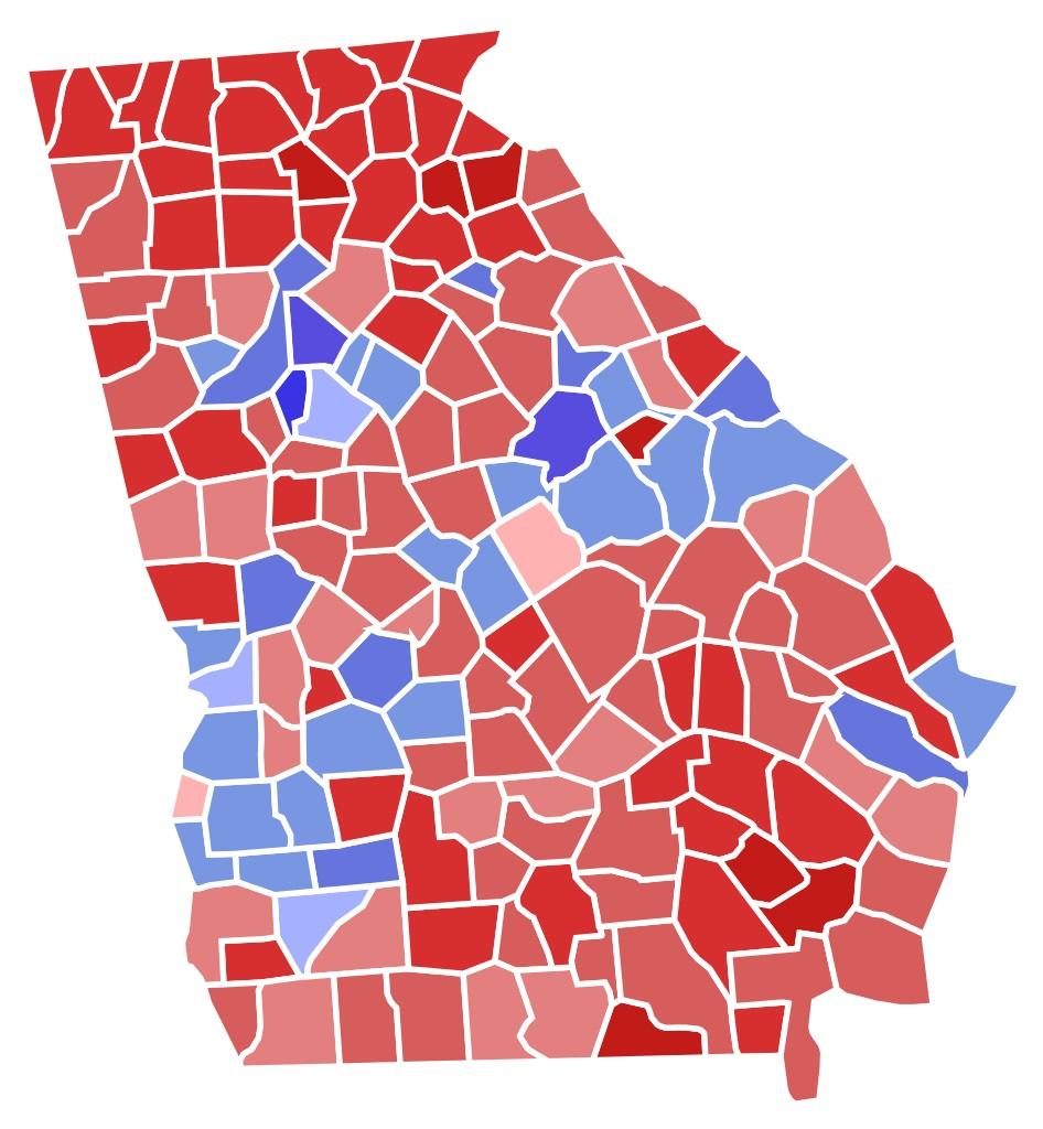 A map of Georgia's Senate districts. 