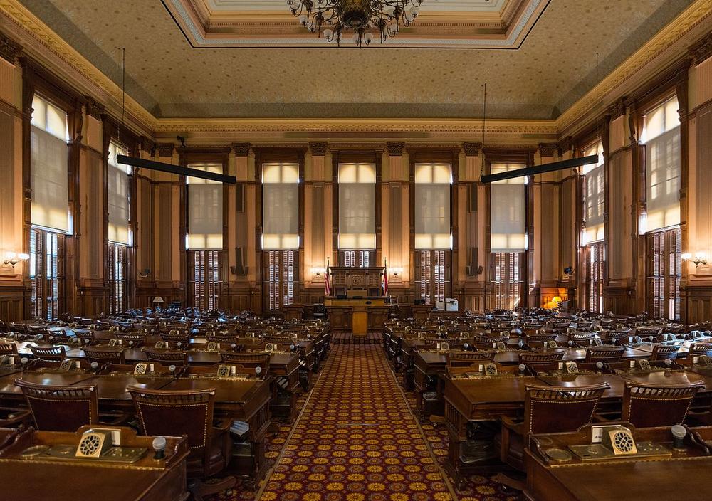 The interior of the Georgia House Chambers at the Georgia State Capitol in Atlanta.