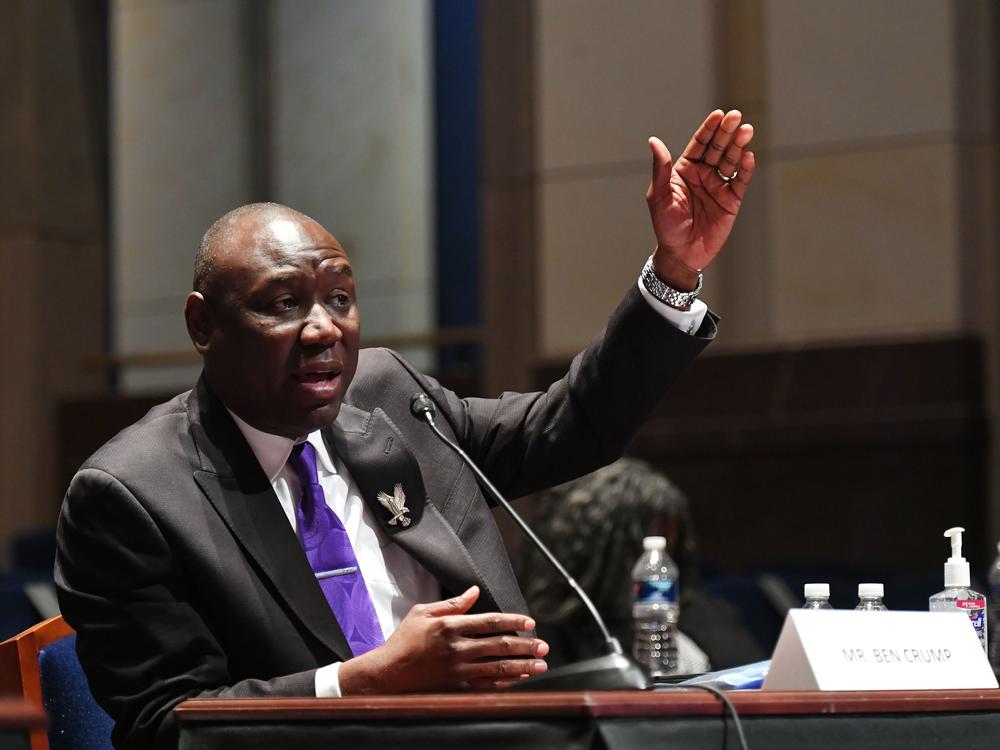 Civil rights attorney Benjamin Crump, shown testifying at a June 10 House Judiciary Committee hearing prompted by the death of George Floyd, announced he has filed a civil lawsuit against 