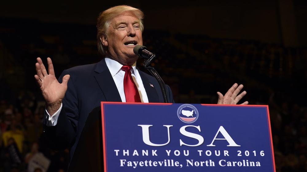President-elect Donald Trump speaks on Dec. 6 in Fayetteville, N.C., a stop on his postelection 
