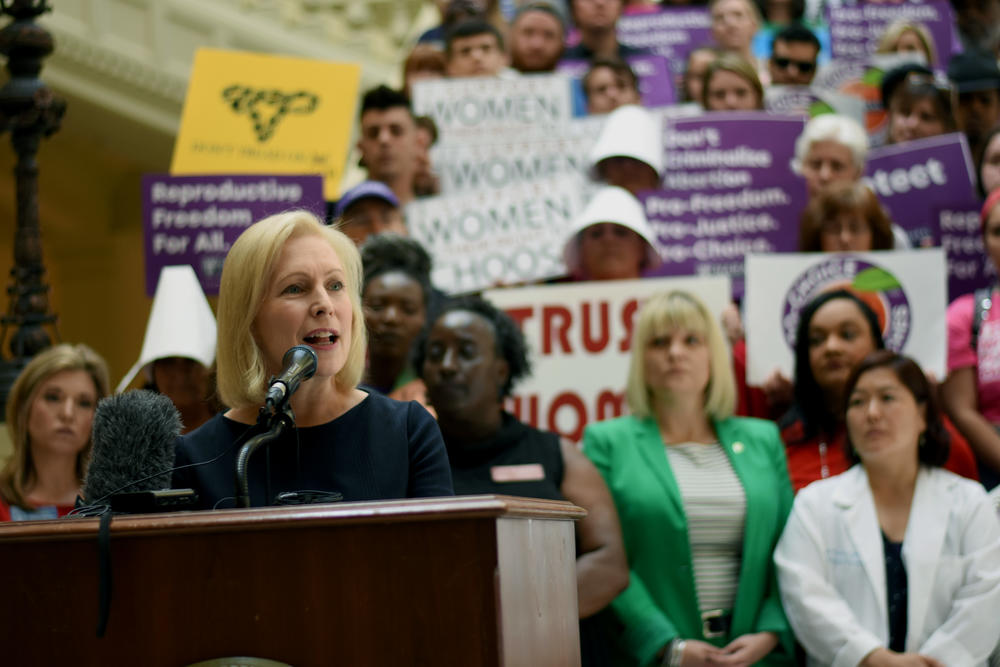 U.S. Sen. Kirsten Gillibrand speaks at the Georgia state Capitol Thursday, May 16, 2019.