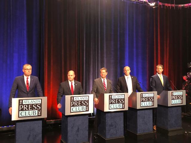 Georgia Republican candidates for governor, from left to right: Casey Cagle, Hunter Hill, Brian Kemp, Clay Tippins and Michael Williams.