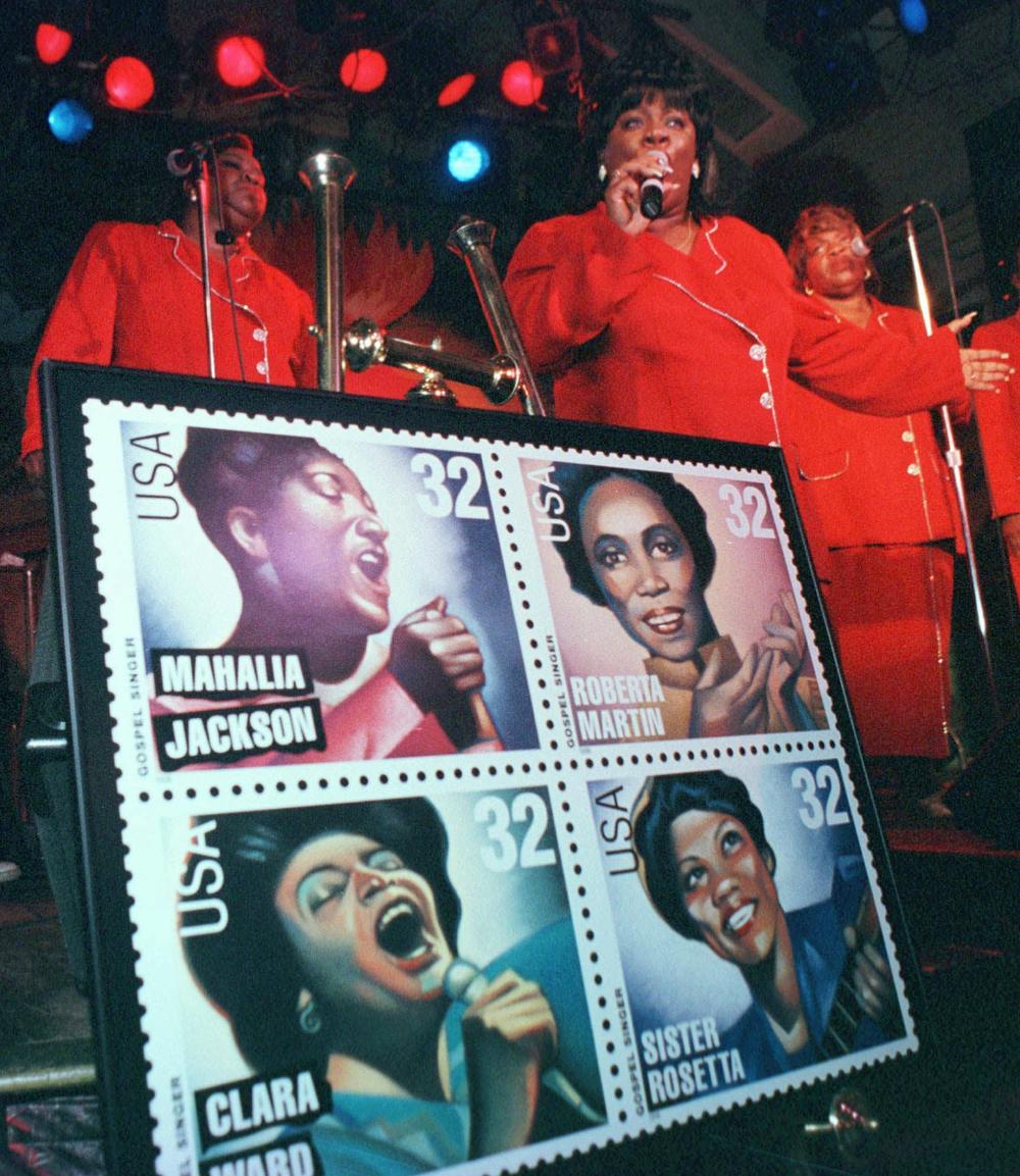 The Beamon Singers Gospel Choir at the presentation of the U.S. Postal Service's newest stamps depicting four of gospel's most innovative singers.
