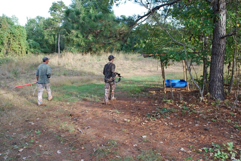 Van and Evan Mixon head into the woods. 