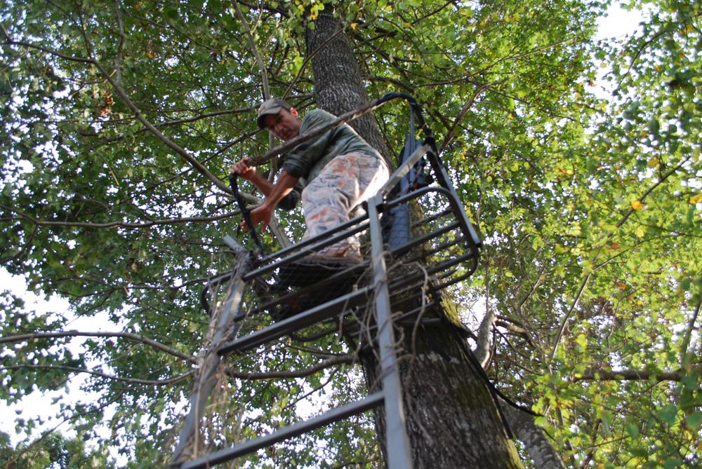 Heading up the stand. 