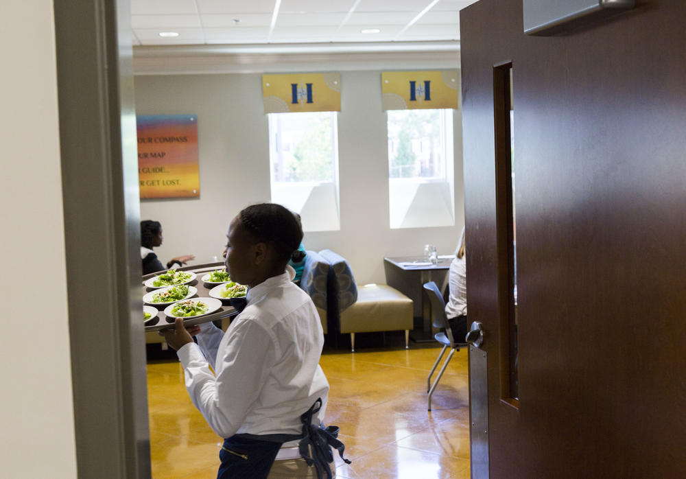 The salad course headed for the dining room of the Compass Rose Cafe'. 