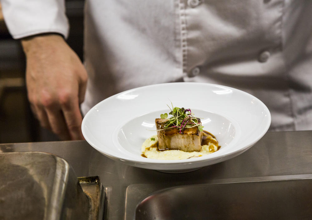 Pork belly confit, as prepared by culinary students at the Hutchings College and Career Academy in Macon. 