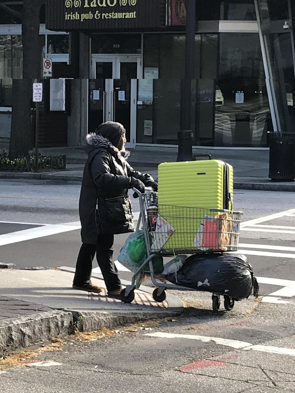 A person experiencing homelessness in Atlanta.