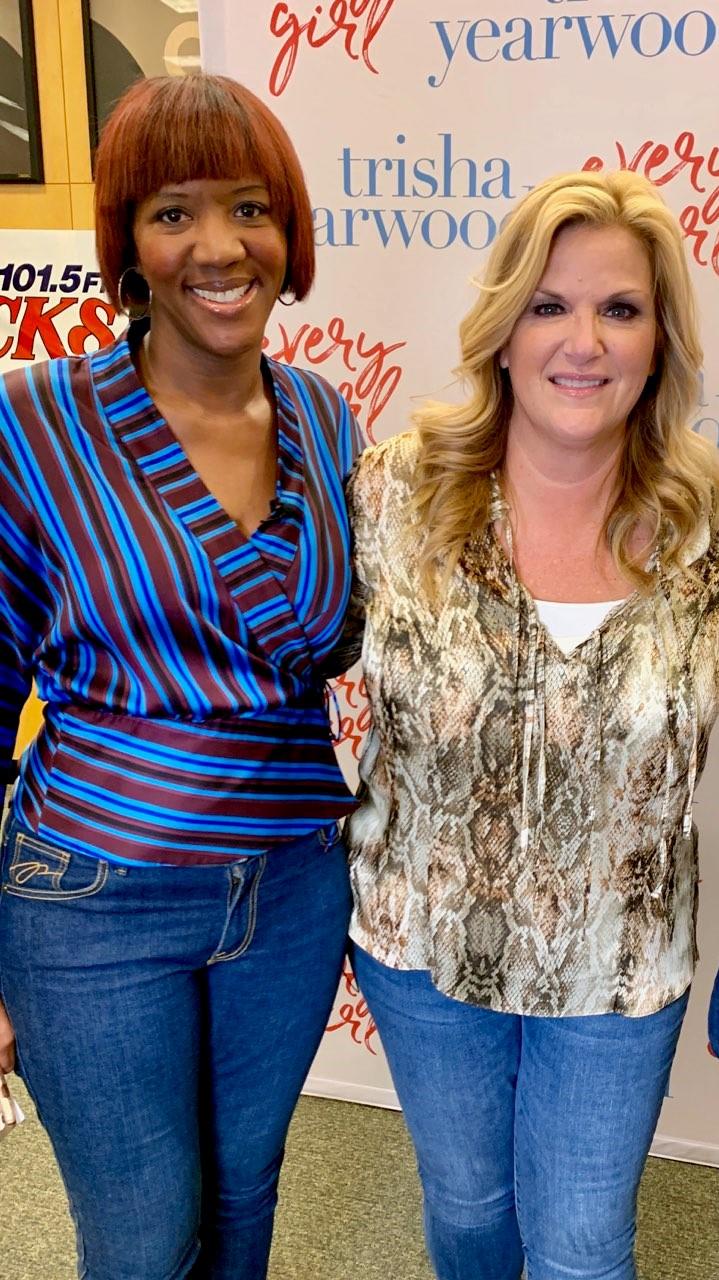 GPB Morning Edition host Leah Fleming (left) poses with award winning artist Trisha Yearwood (right).