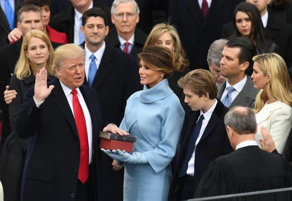 President Trump takes the oath of office at the U.S. Capitol on Friday.