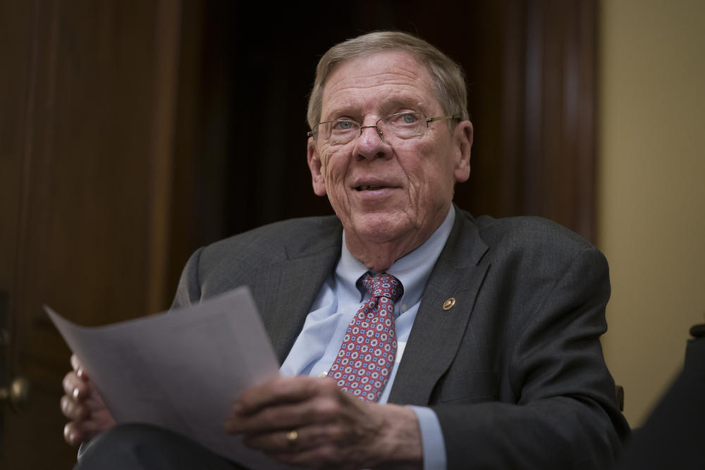 Sen. Johnny Isakson (R-Georgia) prepares his farewell speech to the U.S. Senate 