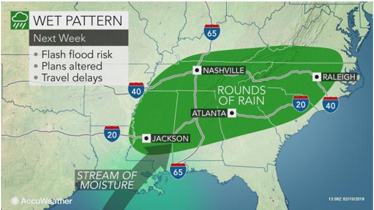 Between 2 and 8 inches of rain is expected this week in Georgia.