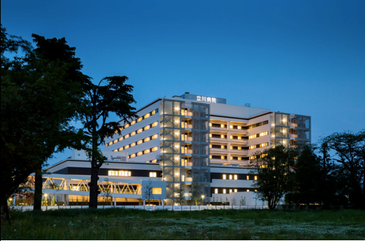 A view from the outside of Tachikawa Hospital in Japan. Renee and Clyde Smith were two of five people to stay in isolation after testing positive for coronavirus about the Diamond Princess in February 2020.