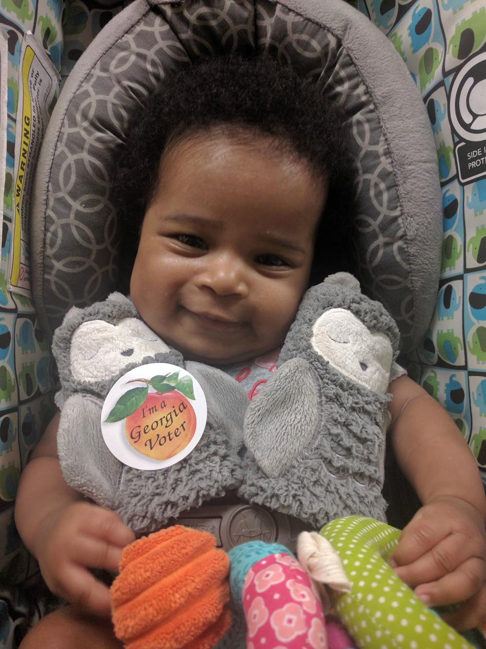 Even babies get in on the voting sticker action on Election Day.