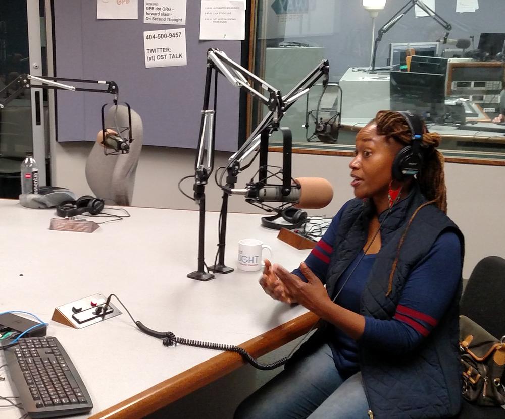 Location scout Jen Farris (l) talking with host Kalena Boller (r) at GPB's studios in Atlanta.