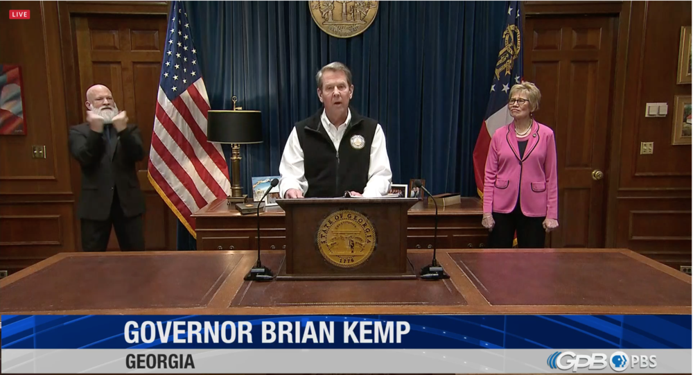 Gov. Brian Kemp delivers an update on coronavirus in Georgia, enacting some restrictions to stop the spread.
