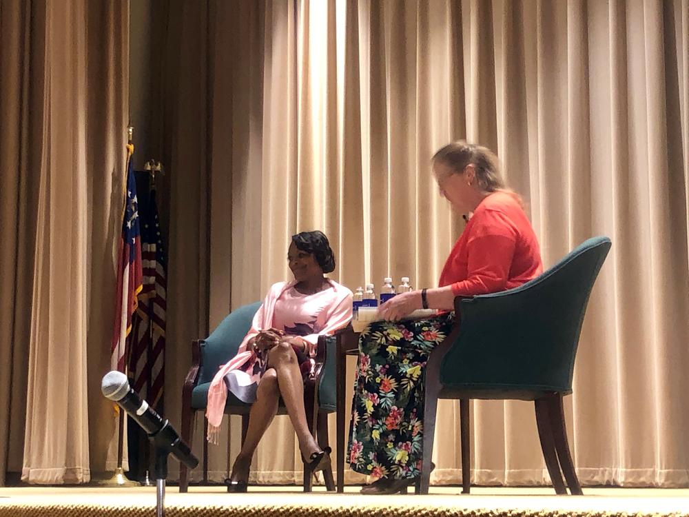 Kenyatta Berry speaks at a Juneteenth event at the Atlanta History Center.